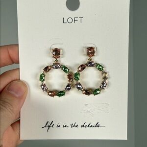 LOFT Colorful Stone Hoop Earrings (MISSING ONE STONE)